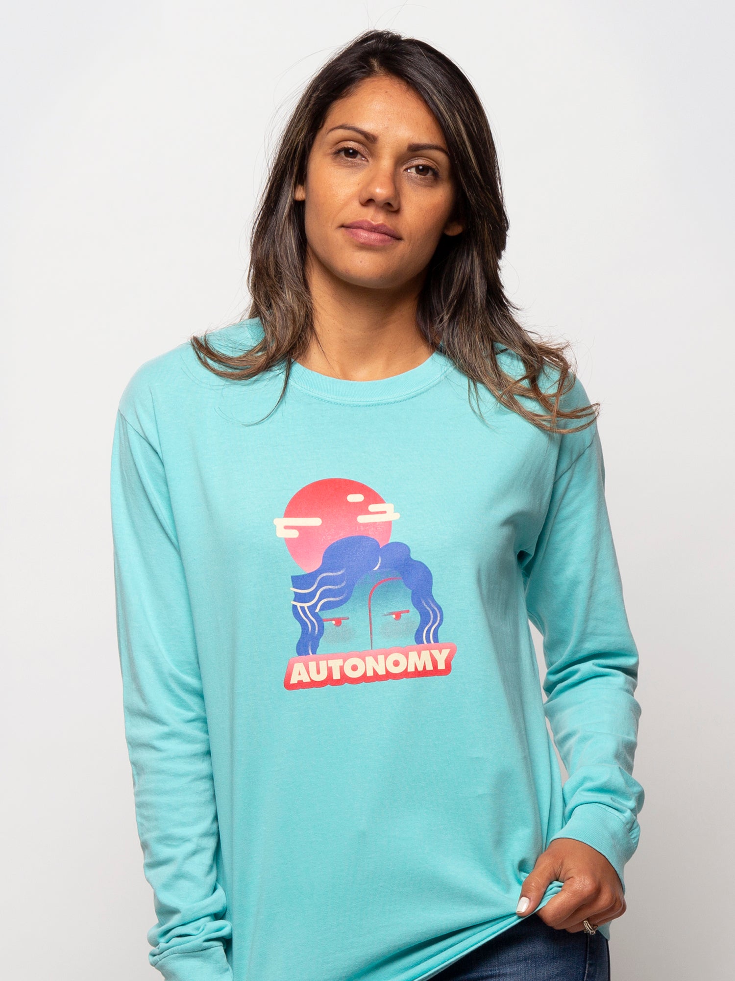 Autonomy Face Long Sleeve Crew - Mint