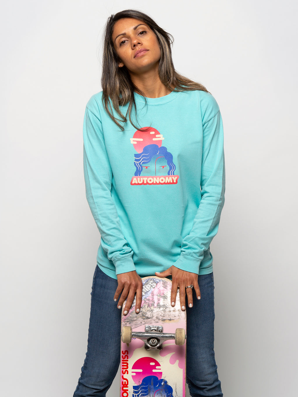 Autonomy Face Long Sleeve Crew - Mint