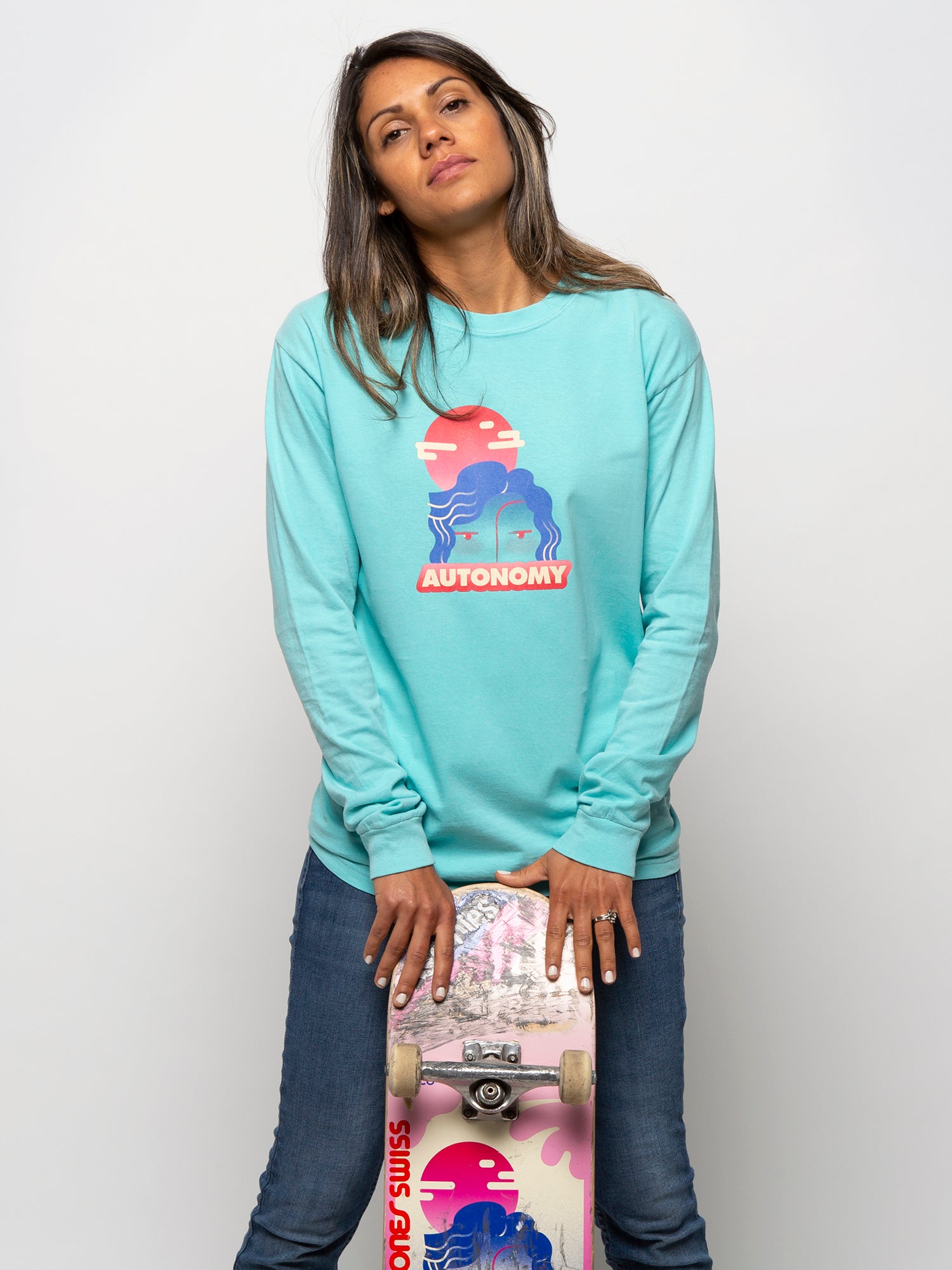 Autonomy Face Long Sleeve Crew - Mint